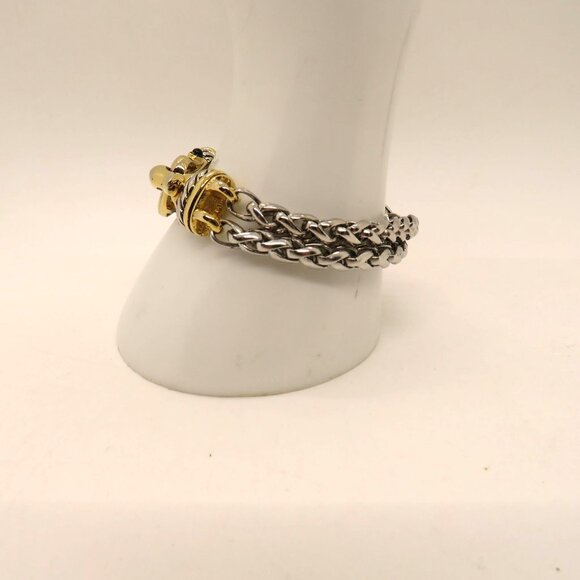 Vintage Bracelet Gold Silver Tone Hook Magnetic Clasp  Woven Chain Design - Picture 2 of 16
